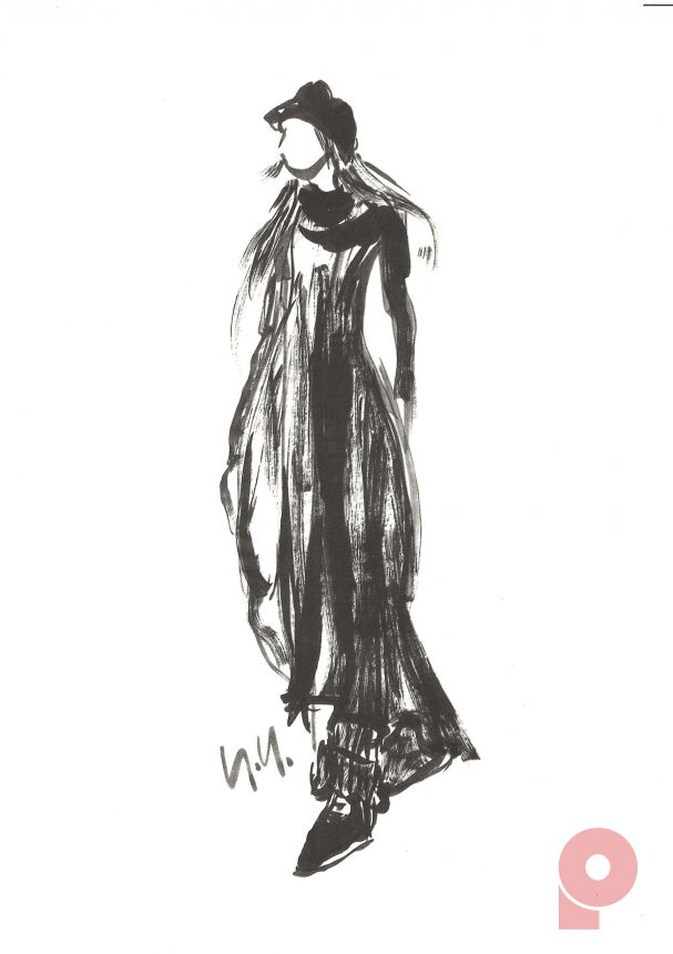 Yohji Yamamoto Autumn-Winter 1992-93 Fashion Drawing