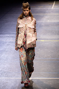2004A/W Yohji Yamamoto FEMME Dyed Floral Leather Switching Jacket