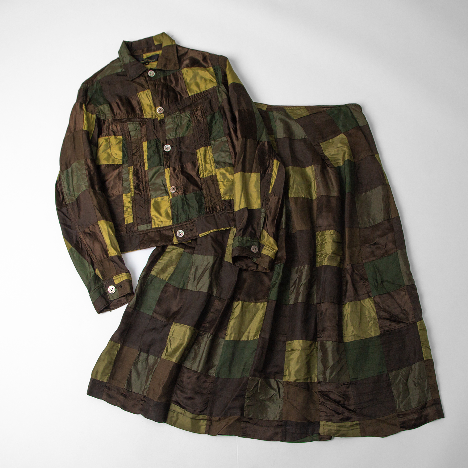 tricot COMME des GARCONS AD2003 Patchwork Jacket & Skirt