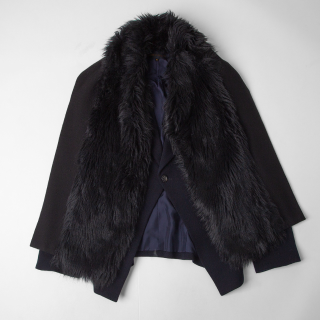 1989 COMME des GARCONS Detachable Fur-collar Jacket