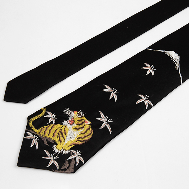 Yohji Yamamoto POUR HOMME Fuji Tiger Embroidery Tie