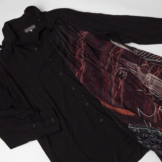 2021A/W Yohji Yamamoto POUR HOMME Printed Drape Switching Long Shirt