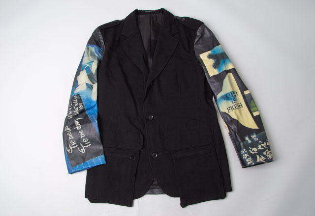 2019S/S Yohji Yamamoto POUR HOMME Message Printed Leather Switching Jacket