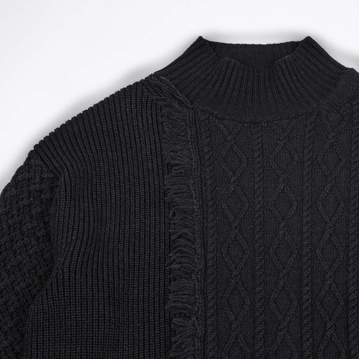 s'yte (Yohji Yamamoto) 2020A/W Multi Pattern Woven Asymmetry Knit Sweater