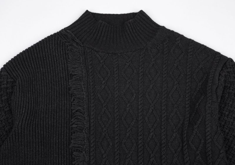 s'yte (Yohji Yamamoto) Multi Pattern Woven Asymmetry Knit Sweater
