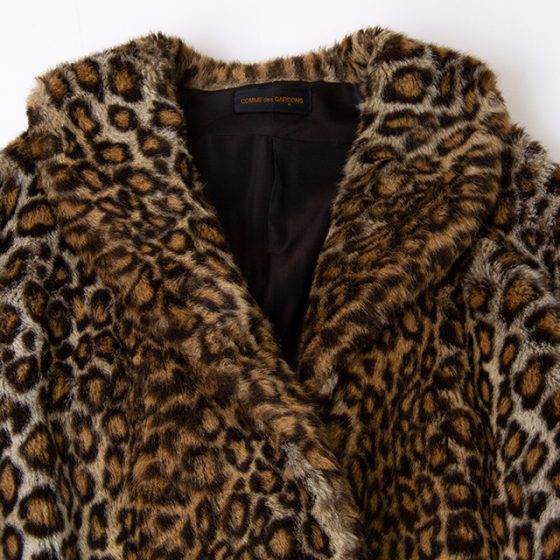 COMME des GARCONS Leopard Patarn Fake Fur Long Coat