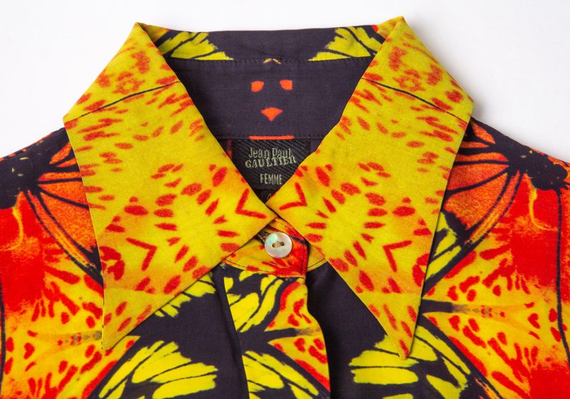Jean Paul GAULTIER FEMME Butterfly Printed Mesh Sleeve Shirt