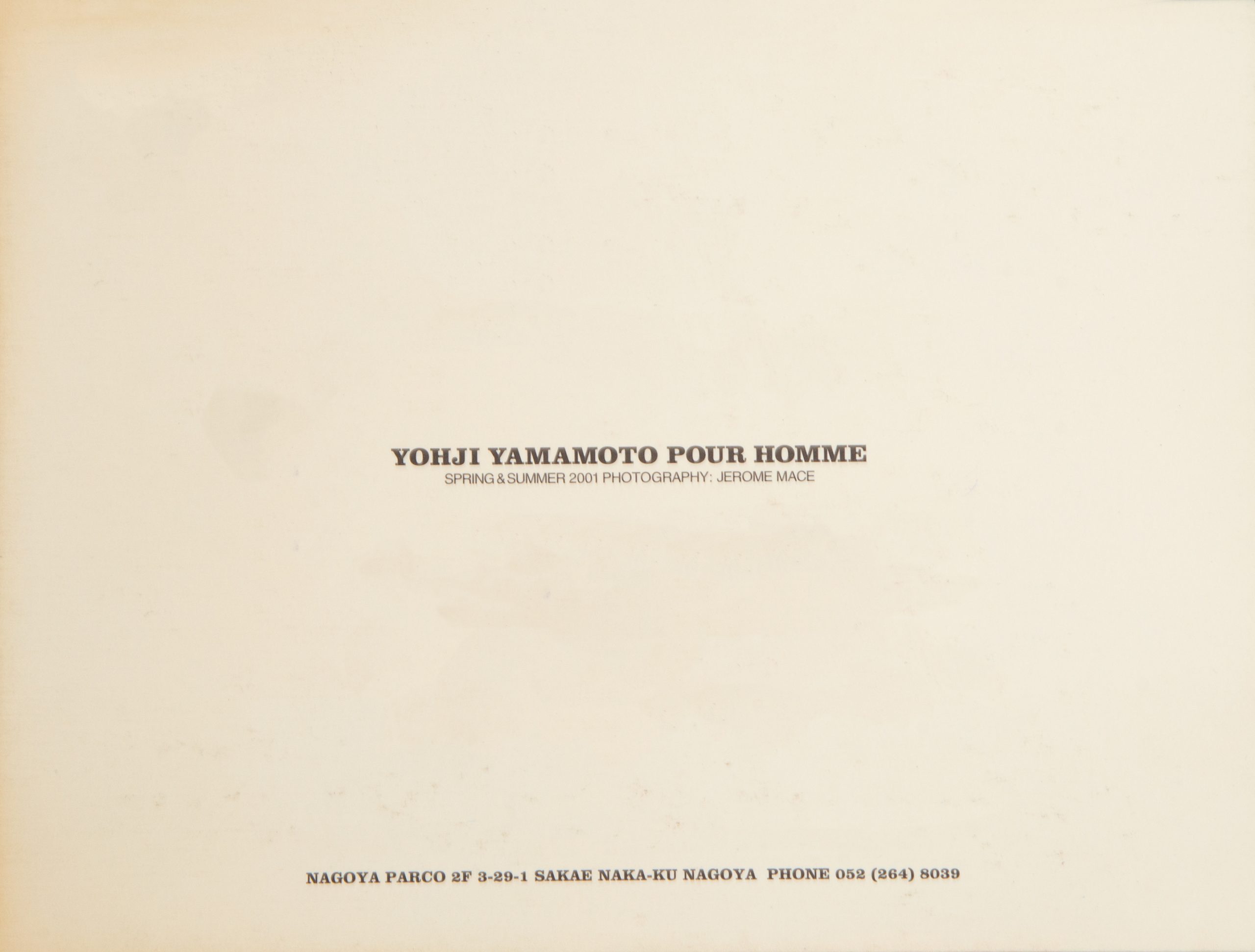 Yohji Yamamoto POUR HOMME SPRING SUMMER 2001 Invitation Card