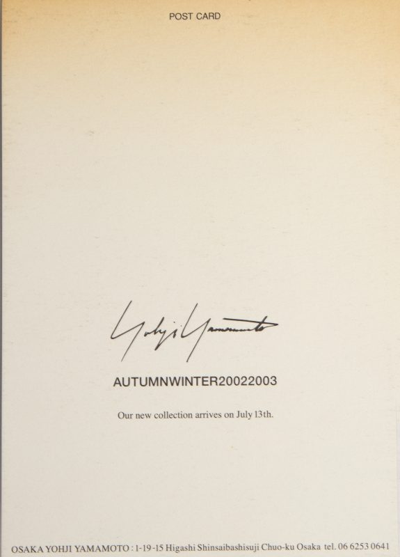 Yohji Yamamoto POUR HOMME AUTUMN & WINTER 2002 2003 Invitation Card 