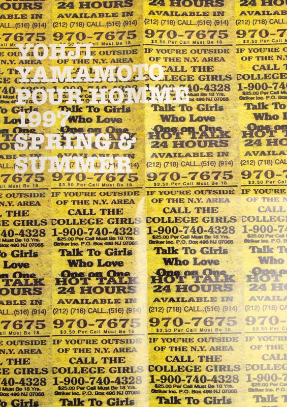 Yohji Yamamoto POUR HOMME SPRING – SUMMER 1997 Invitation Card 
