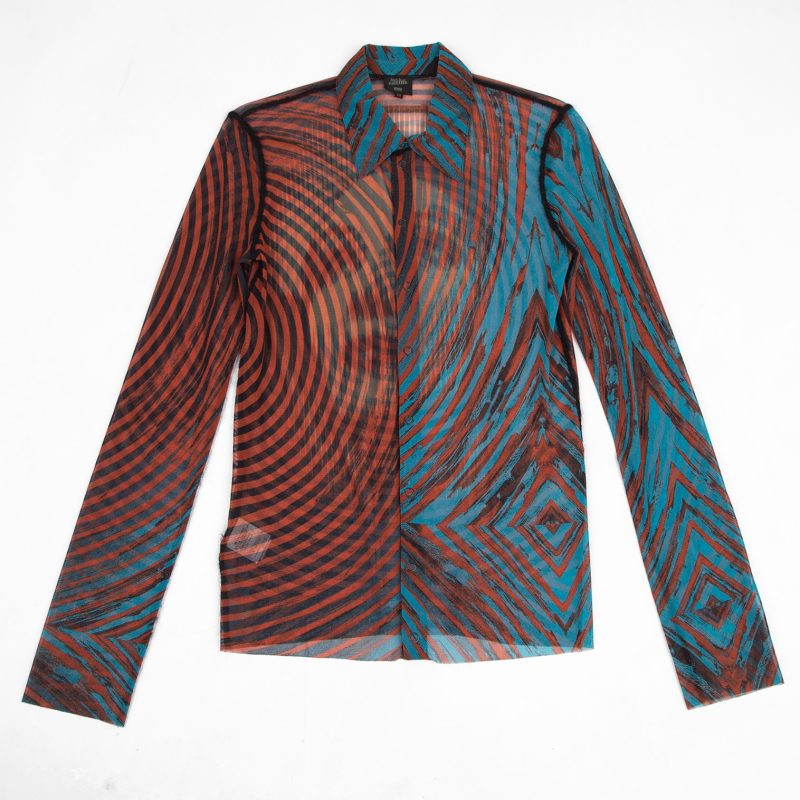 Jean Paul GAULTIER HOMME Face Graphic Printed Mesh Long Sleeve Shirt