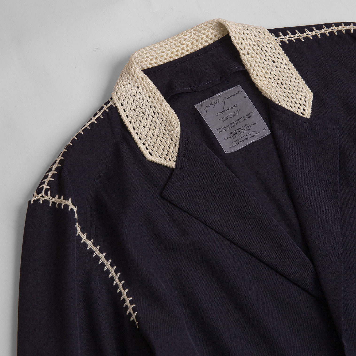 80’S Yohji Yamamoto POUR HOMME Crochet Design Wool Jacket